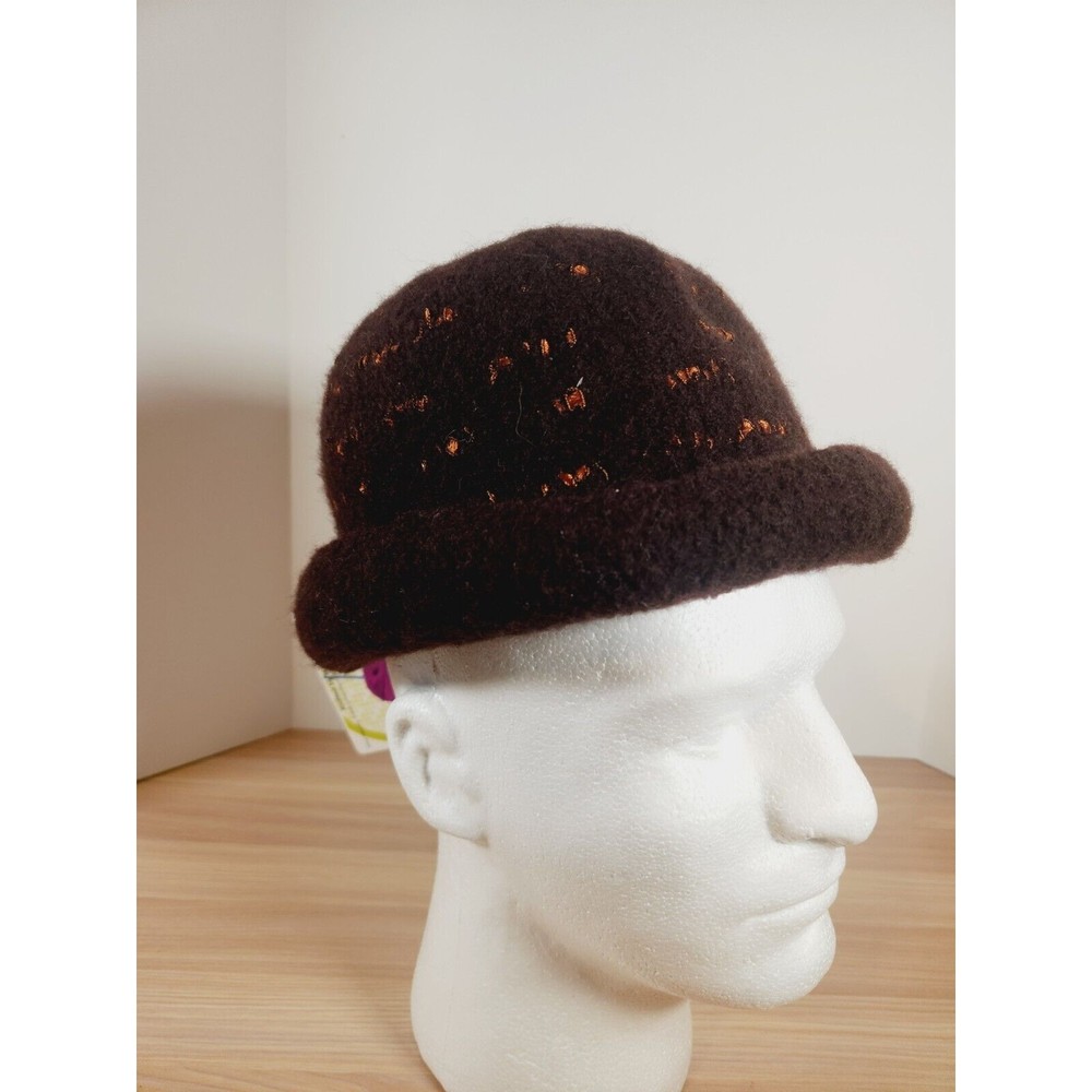 Handmade Felted Wool Women's Brown Gold BOHO Flapper